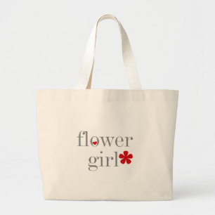 Grey Text Flower Girl Large Tote Bag