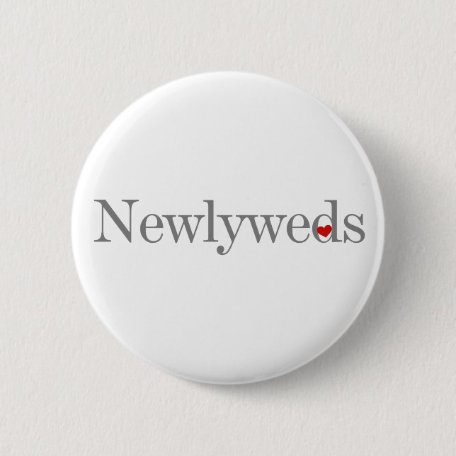 Grey Text Newlyweds 6 Cm Round Badge (Front)