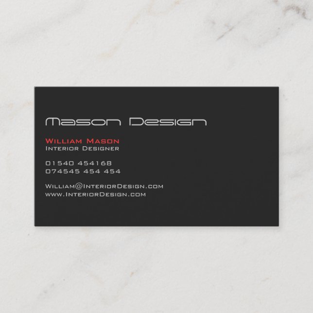 Grey Text Only Modern Minimalistic Business Card (Front)