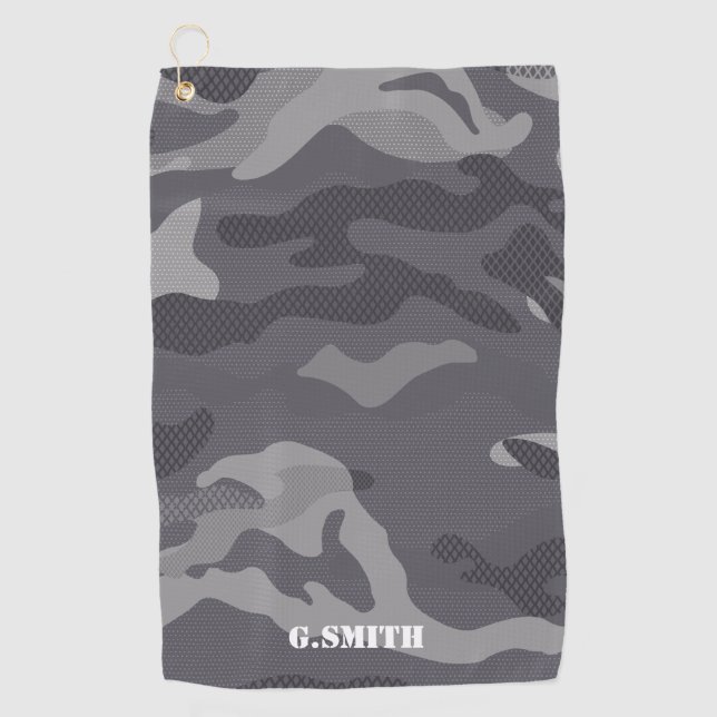 Grey Texture Camouflage Pattern Camo your Golf Towel (Front)