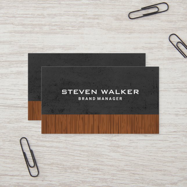 Grey Texture | Wood Business Card (Front/Back In Situ)