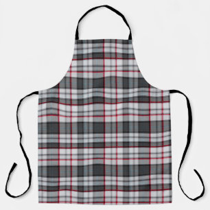 Grey textured tartan plaid apron