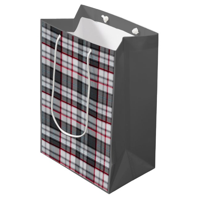 Grey textured tartan plaid  medium gift bag (Front Angled)