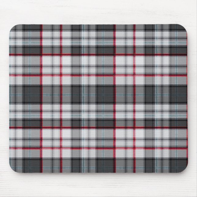 Grey textured tartan plaid  mouse mat (Front)