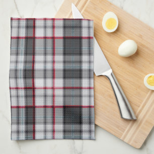 Grey textured tartan plaid  tea towel