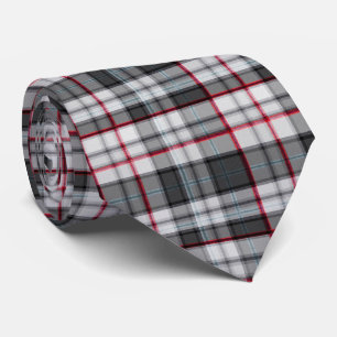 Grey textured tartan plaid tie