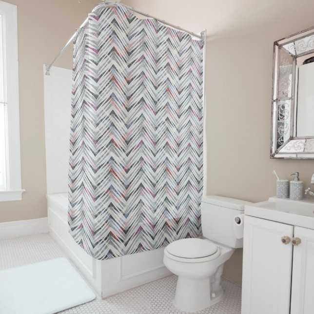 Grey textured zigzag  shower curtain (In Situ)