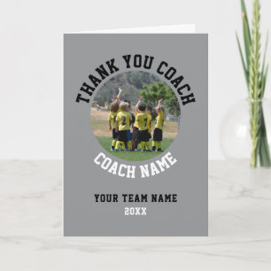 Grey Thank you Coach Card Team Name Photo
