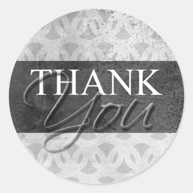 Grey Thank You Envelope Label Seal Stickers (Front)