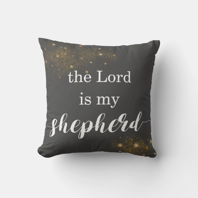Grey “The Lord is my Shepherd” Nursery Pillow (Front)