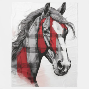 Grey the Plaid Horse  Fleece Blanket