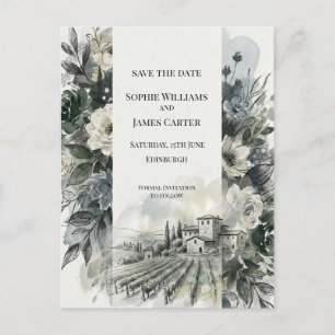 Grey Thistle Landscape Save The Date Postcard