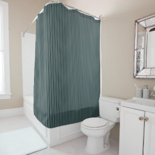 Grey Ticking Stripe Shower Curtain