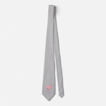 Grey tie with Pink Flamingo