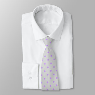 Grey Tie With Polka Purple Dots