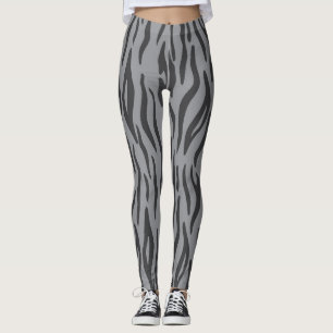 Grey Tiger Animal Print Women's Leggings