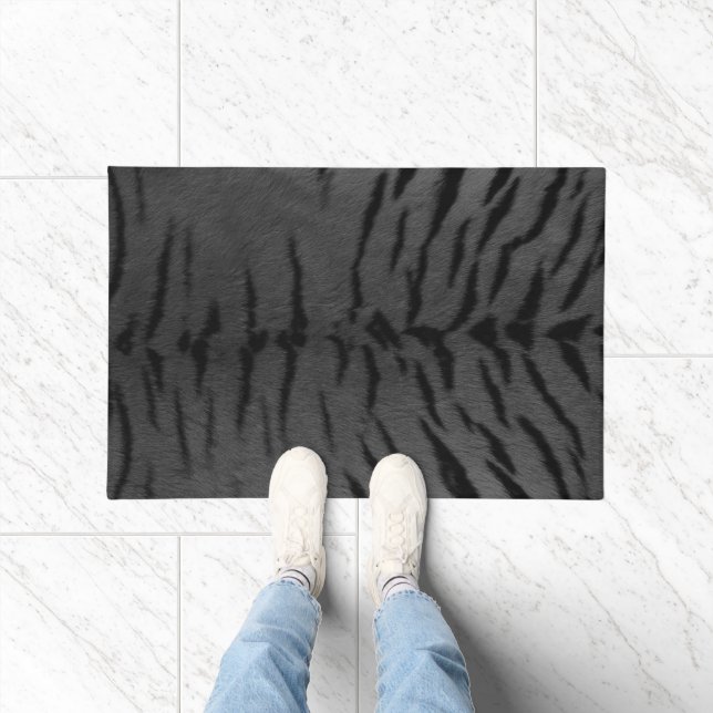 Grey Tiger Skin Print Doormat (Indoor)