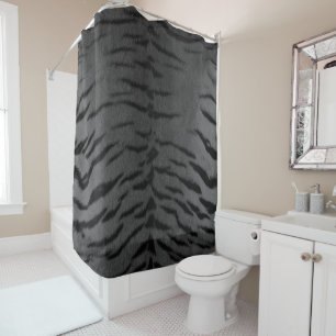 Grey Tiger Skin Print Shower Curtain