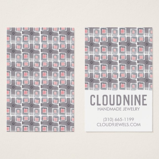 Grey Tile Earring Necklace Jewellery Display Card (Front & Back)