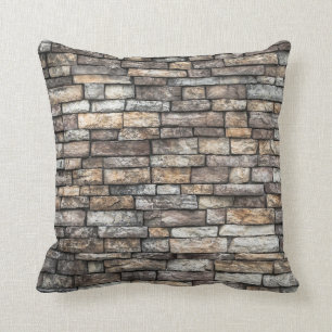Grey tiles brick wall cushion