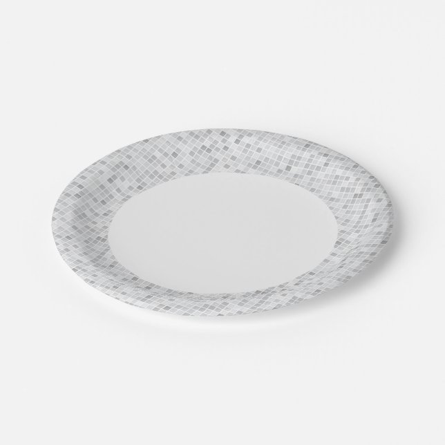 Grey Tiles Pattern Paper Plate (Angled)