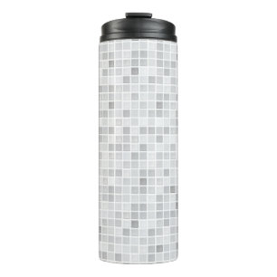 Grey Tiles Pattern Thermal Tumbler