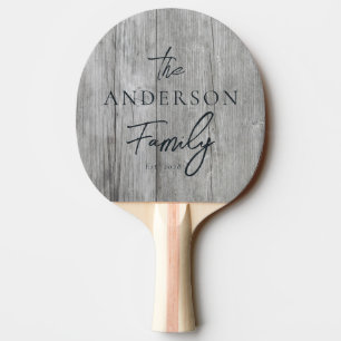 Grey Timber Hand Written Family Name Ping Pong Paddle