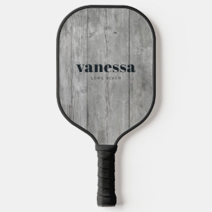 Grey Timber Minimal Modern Classic Name Pickleball Paddle