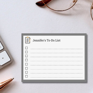 Grey To-Do List with Clipboard and Pen  Post-it Notes