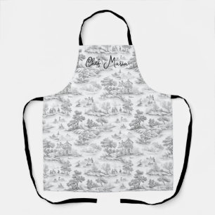 Grey Toile de Jouy Cooking & Baking Gift Kitchen  Apron