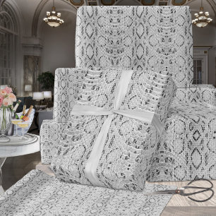 Grey Tone Black And White Snakeskin Wrapping Paper