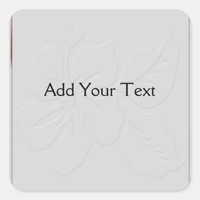 Grey Tone on Tone Hibiscus Square Sticker (Front)