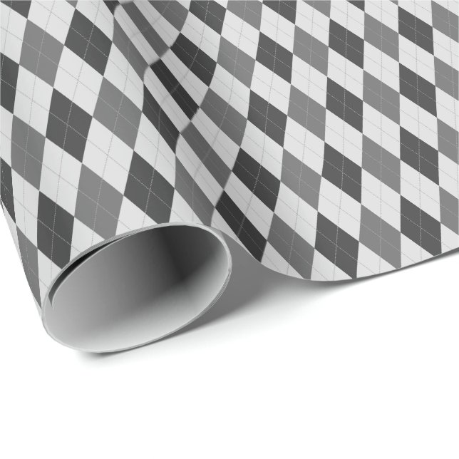 Grey Tones Argyle Wrapping Paper (Roll Corner)
