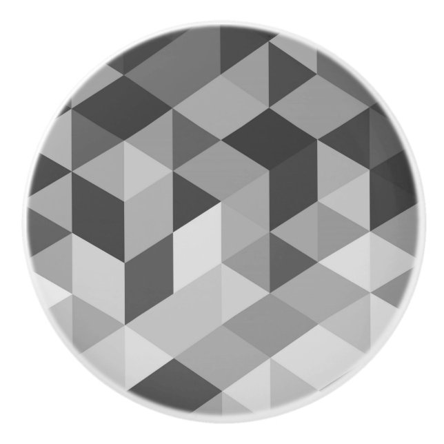 Grey Tones Geometric Shapes Ceramic Knob (Front)