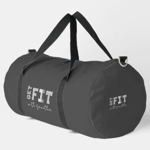 Grey Tones Get Fit Fitness Dumbell Logo Duffle Bag