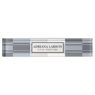 Grey Tones Rectangles Pattern Nameplate