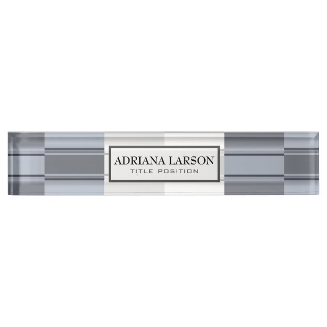 Grey Tones Rectangles Pattern Nameplate (Front)