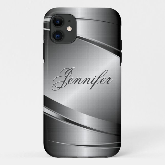 Grey Tones Stainless Steel Metalli Look- Monogram Case-Mate iPhone Case (Back)