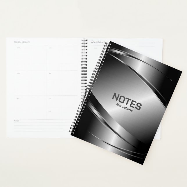 Grey Tones Stainless Steel Metallic Look- Monogram Planner (Display)