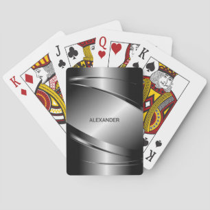 Grey Tones Stainless Steel Metallic Look- Monogram Playing Cards