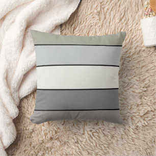 Grey Tones With Black Stripes On Watercolor Paper Cushion