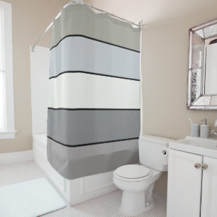 Grey Tones With Black Stripes On Watercolor Paper Shower Curtain