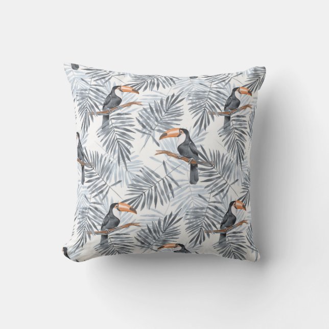 Grey Toucan Cushion (Front)