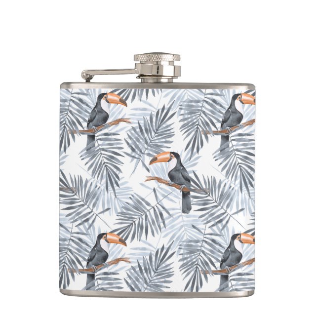 Grey Toucan Hip Flask (Front)