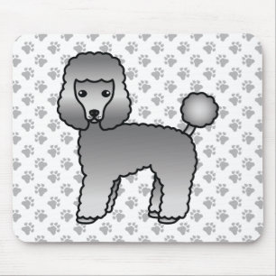 Grey Toy Poodle Cute Cartoon Dog Mouse Mat