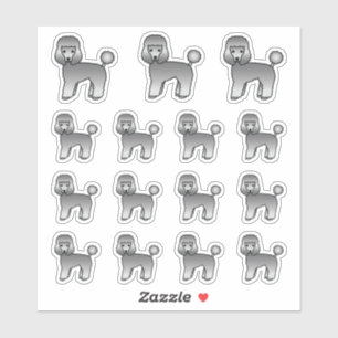 Grey Toy Poodle Cute Cartoon Dogs
