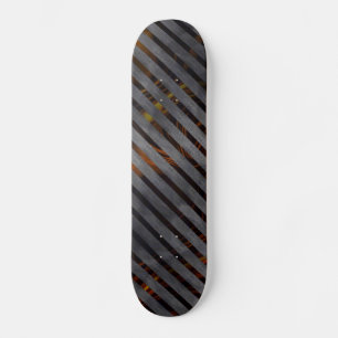 Grey transverse stripes, carbon ribbons, gold red skateboard