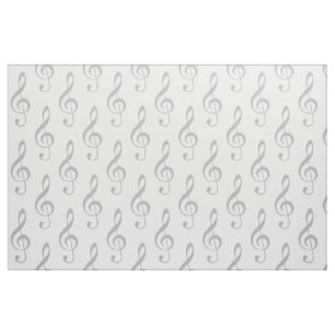 Grey Treble Clef Pattern Fabric