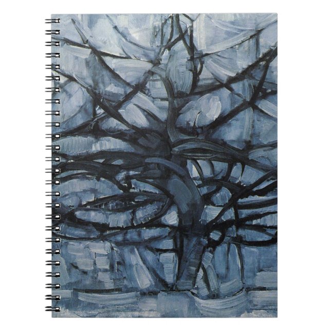 Grey Tree By Piet Mondrian Notebook (Front)