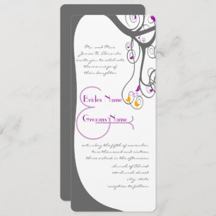 Grey Tree Plum Leave Love Birds Wedding Invitation